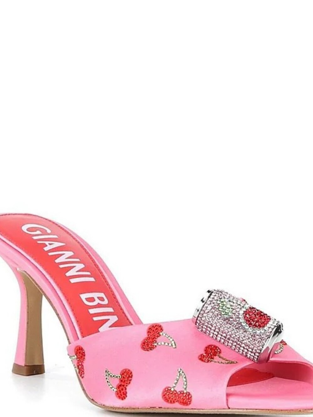 Gianni Bini Popz Two Cherry Soda Rhinestone Embellished Dress Slide Sandals